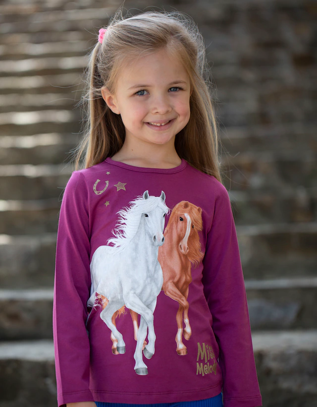 Miss Melody Langarmshirt , mit grossem Pferde-Frontmotiv