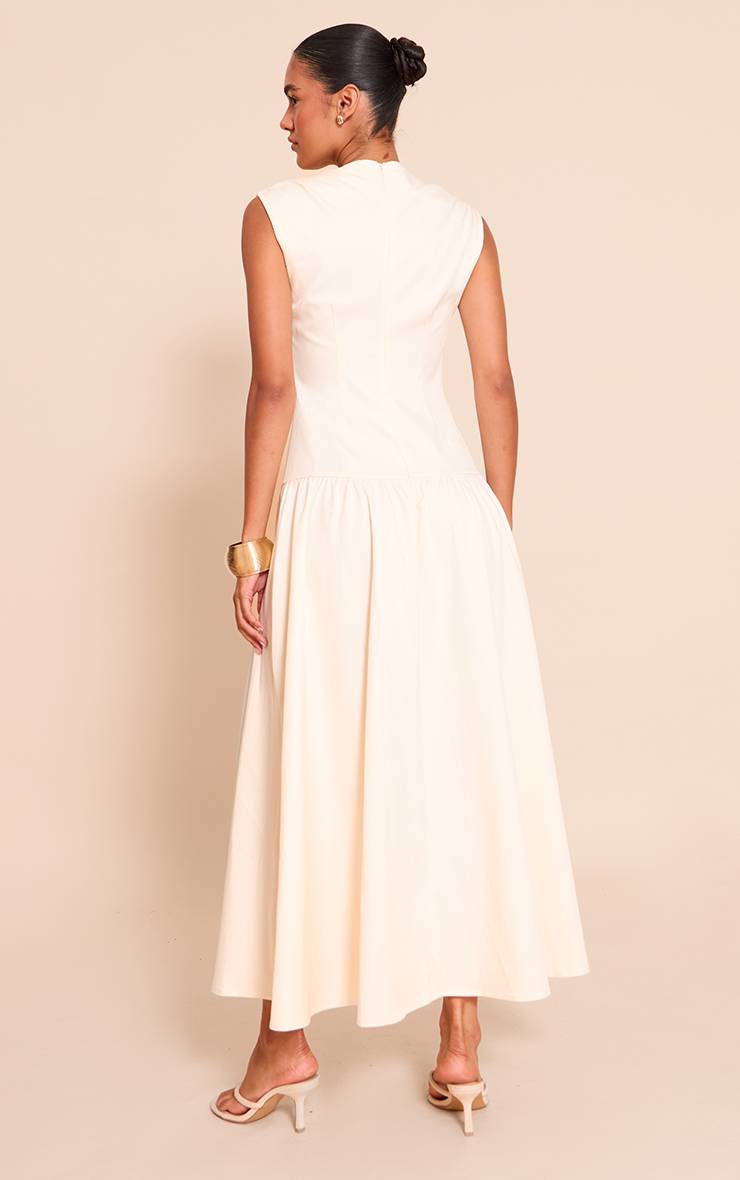 Crème Robe Maxi Tissée À Encolure Bateau Et Taille Basse