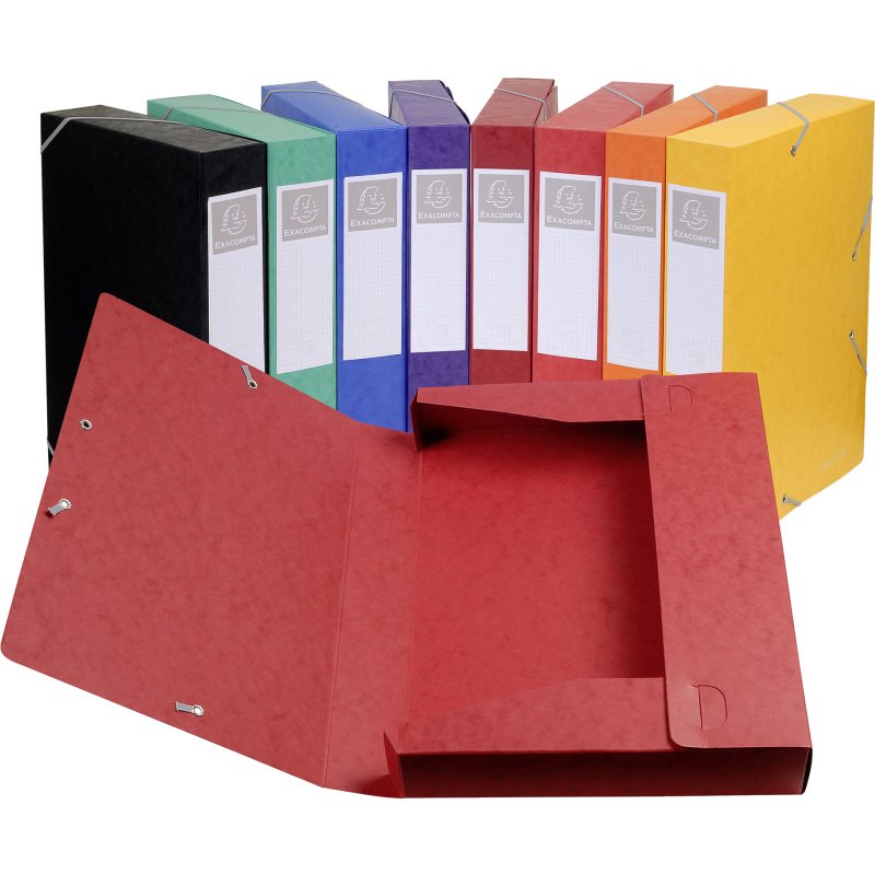 Chemise box carte Cartobox Exacompta 25 x 33 cm dos 5 cm - couleurs assorties