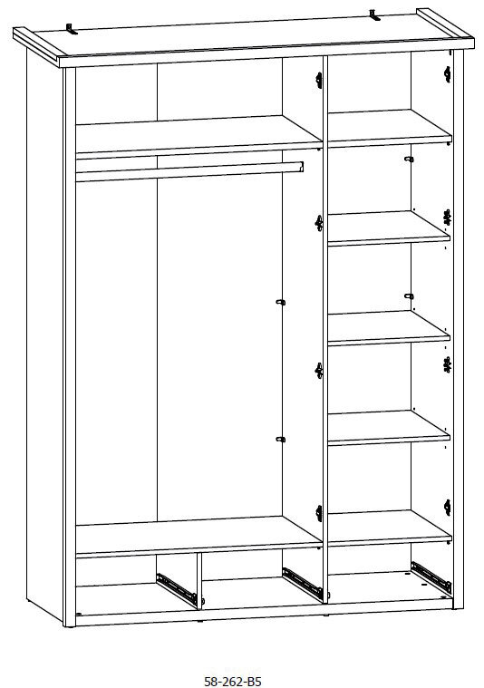 Kleiderschrank Luca Pinie-Optik Weiß 148 x 201 x 62 cm