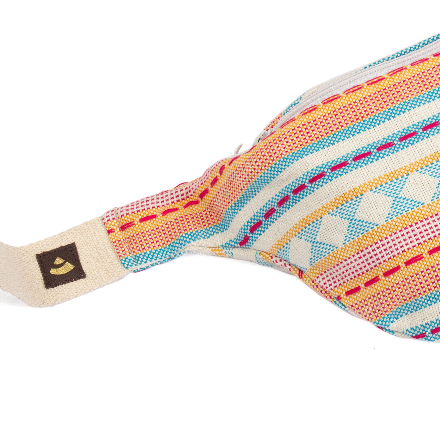 bodhi ETHNO Collection: Bauchtasche Jacquard-Webstoff, apricot-hellblau gemustert, Hip Bag
