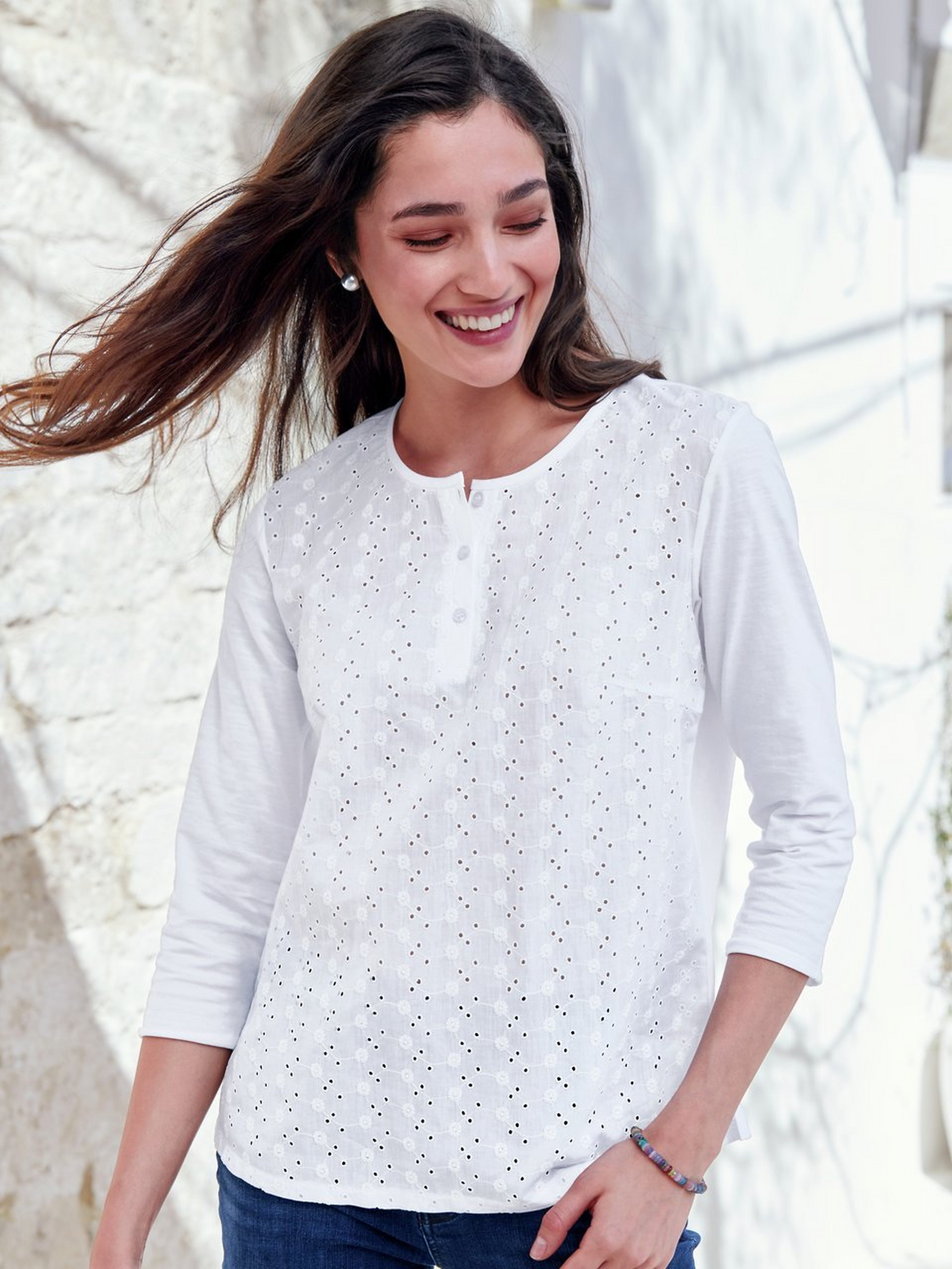 Shirt-Bluse mit 3/4-Arm