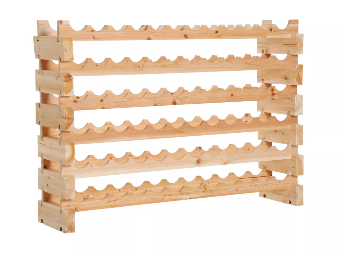 Étagère à bouteilles casier à vin range bouteilles horizontal 6 niveaux 72 bouteilles max. dim. 114L x 28l x 80H cm bois de pin massif