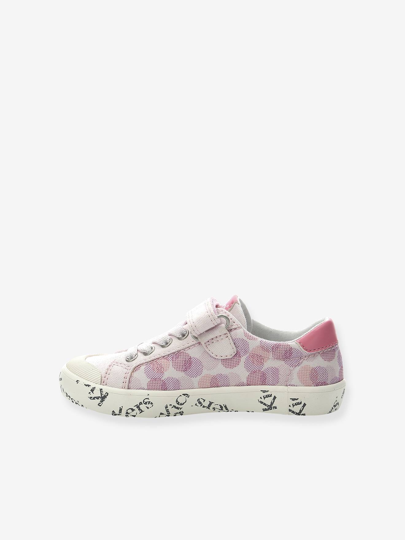 Tênis KICKERS® Gody Gold para meninas, branco claro com estampa.