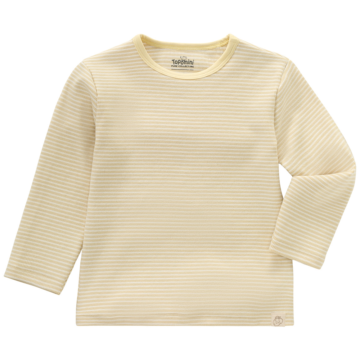 Topomini Pure Collection Baby Langarmshirt mit Rippstruktur hellgelb / weiss