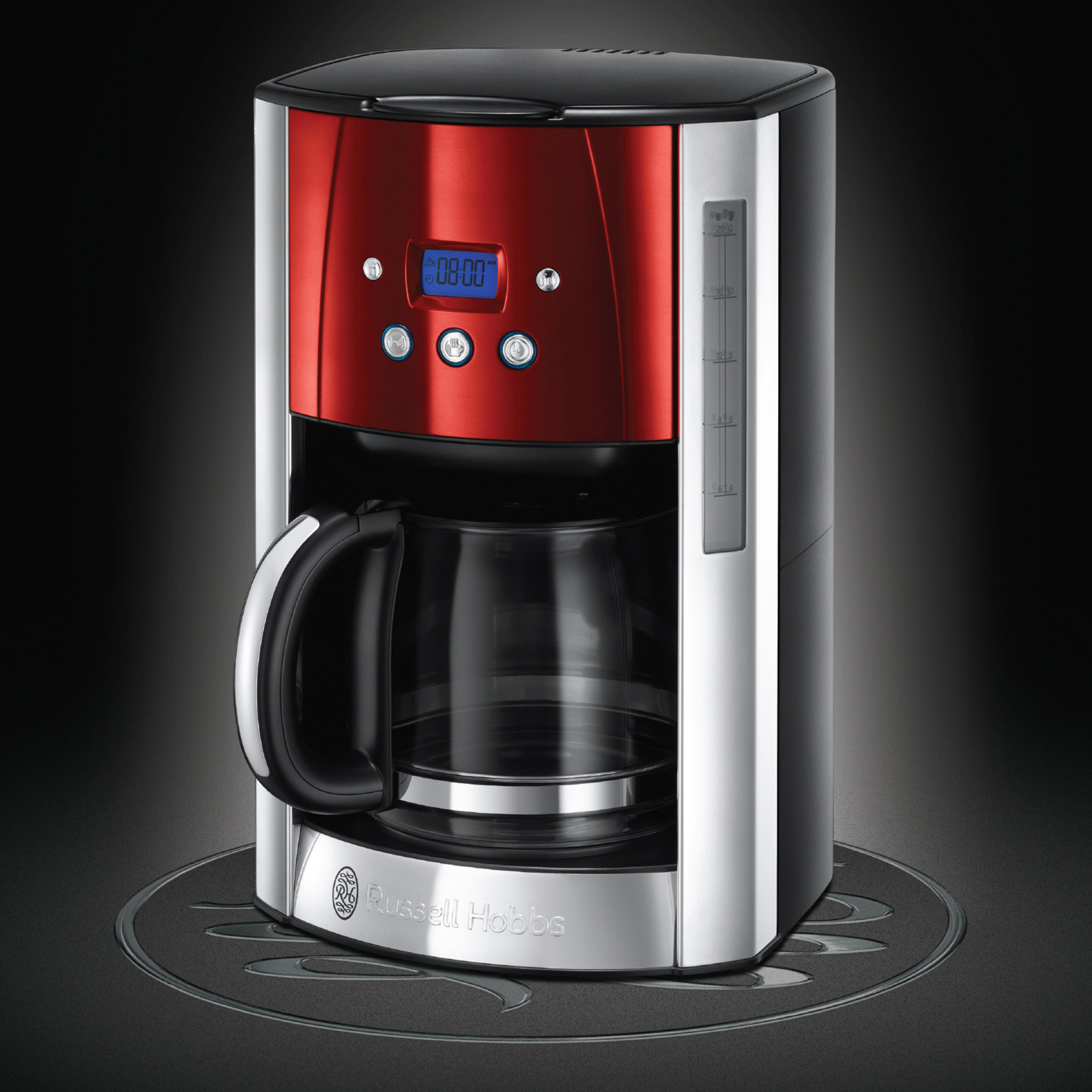 Russell Hobbs Luna Solar Red Digitale Glas-Kaffeemaschine 23240-56