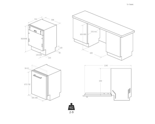 HAIER volledig geïntegreerde vaatwasser 60 x 82 x 55 mm voor 16 couverts 9,5 l 40 dB (A) XI 6B0S3FSB-84