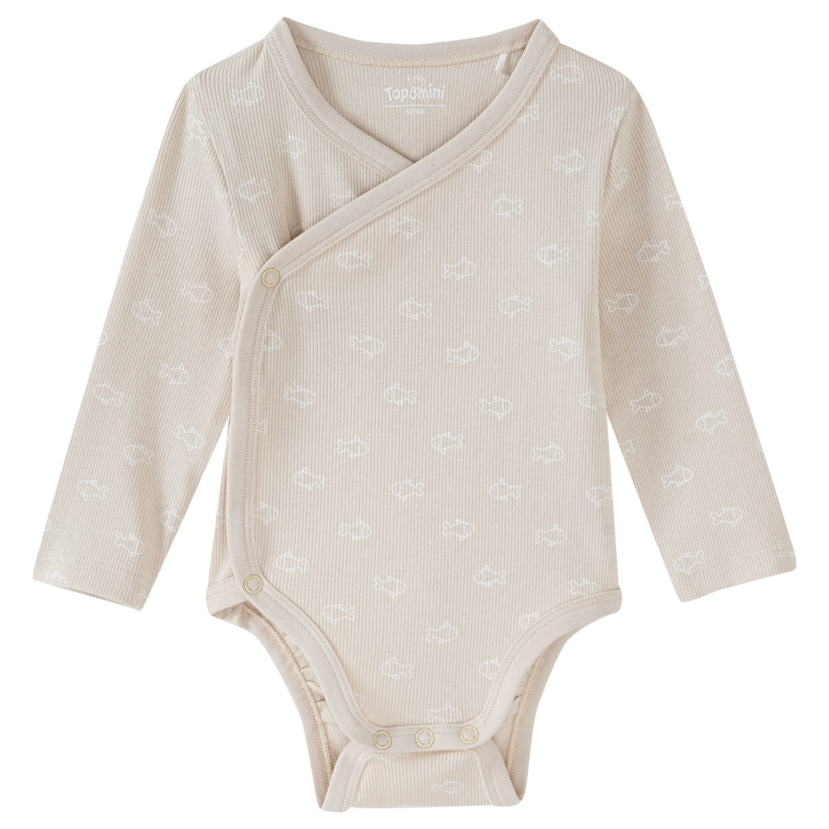Topomini 2 Newborn Wickelbodys mit Rippstruktur salbei / beige