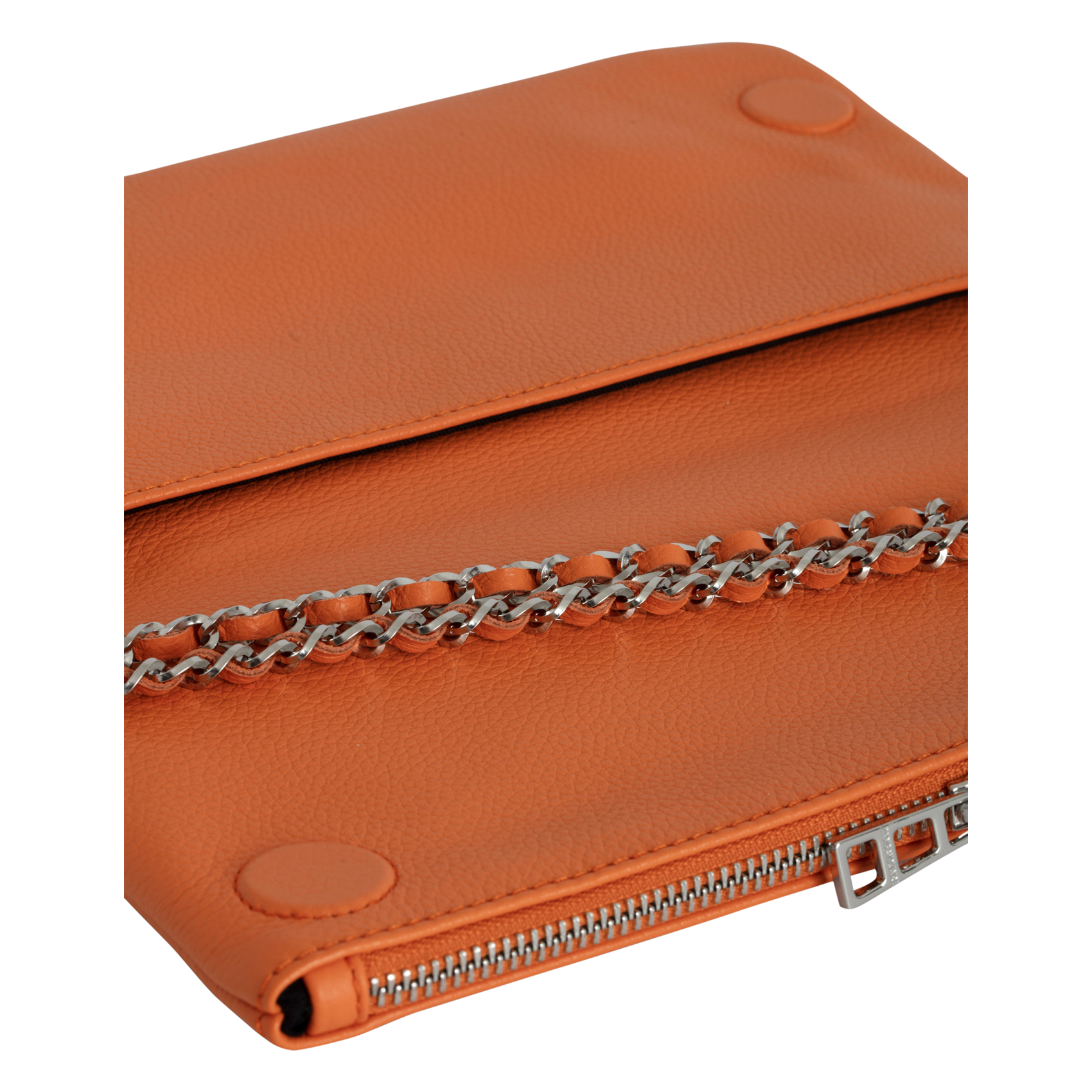 ROCK - Pochette en cuir chaînes en métal | Orange