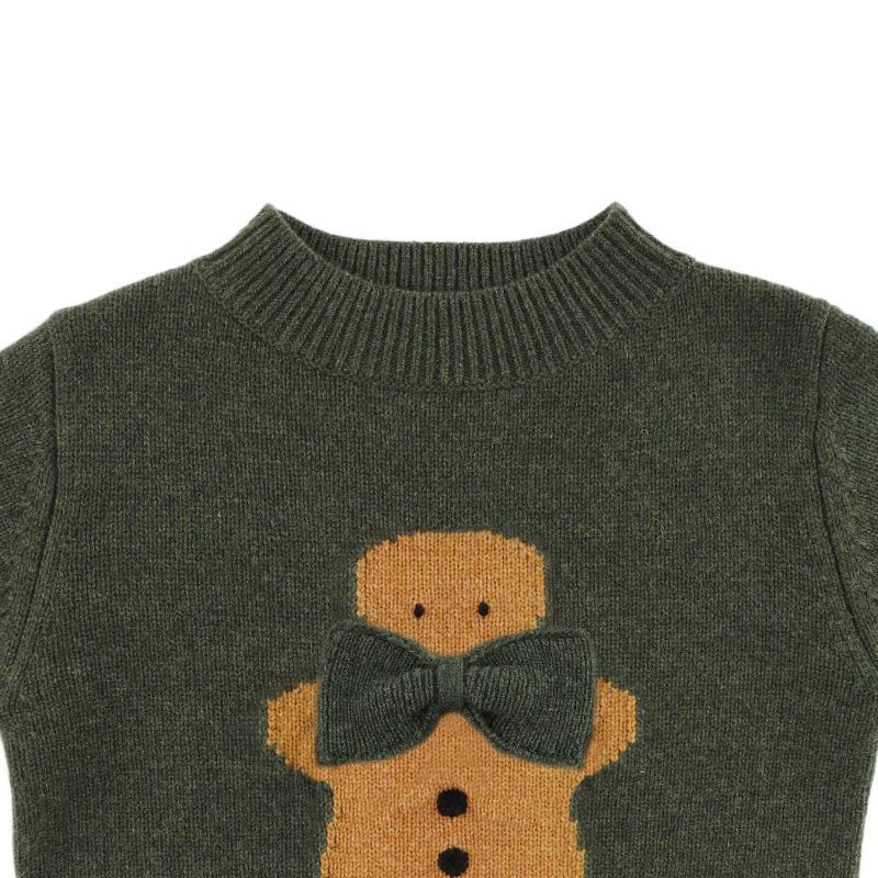 Denn Merino Wool Sweater | Gingerbread | Night Green