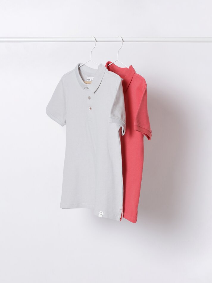 Pacote com 2 camisas polo básicas - Vermelho Claro