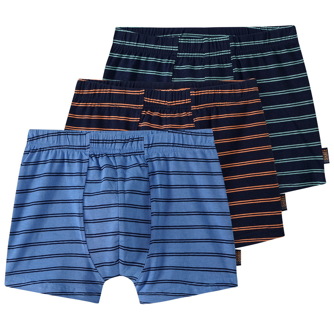Yigga 3 Jungen Boxer mit Bio-Baumwolle blau / dunkelblau