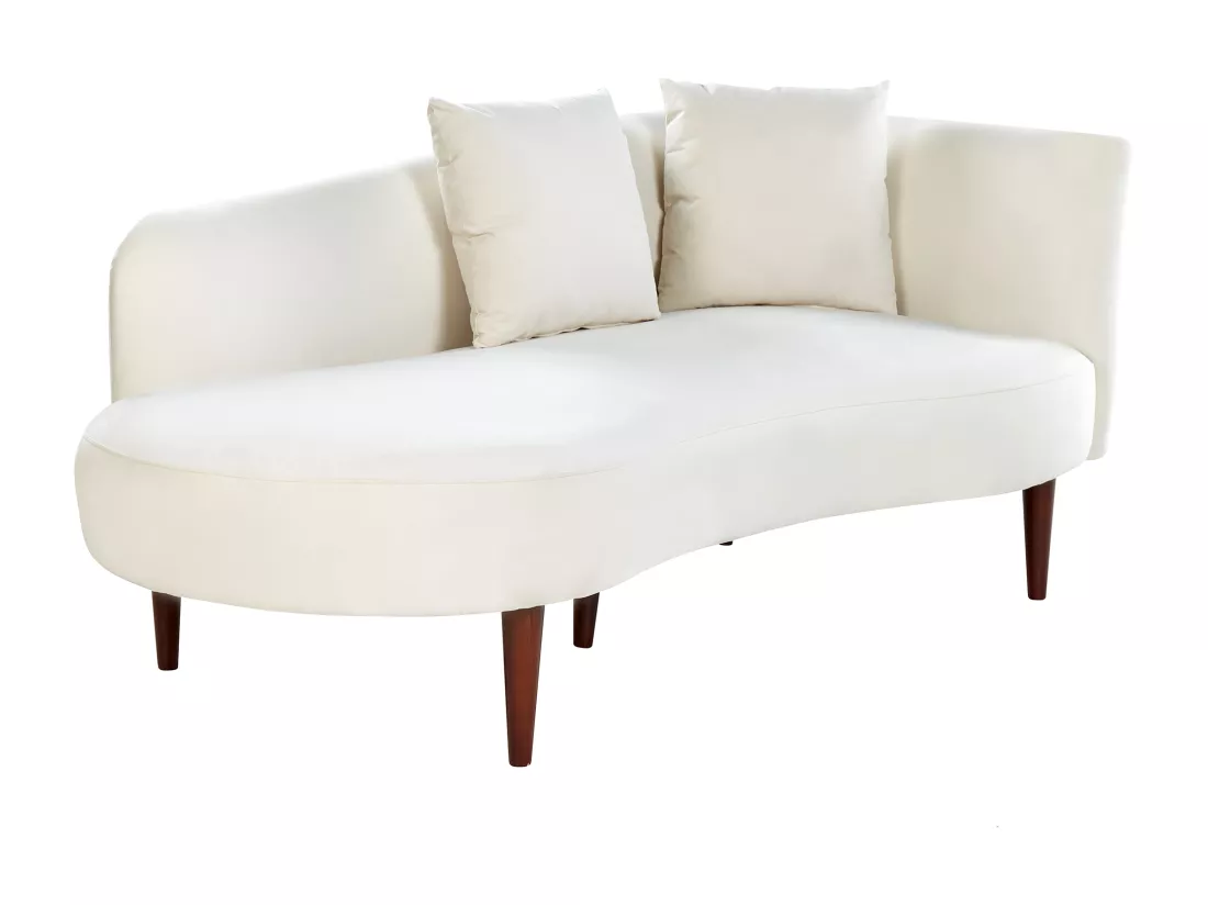 Chaise longue côté droit en velours blanc crème CHAUMONT