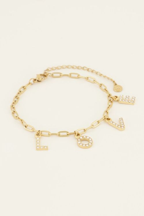 Armband met love letters & strass