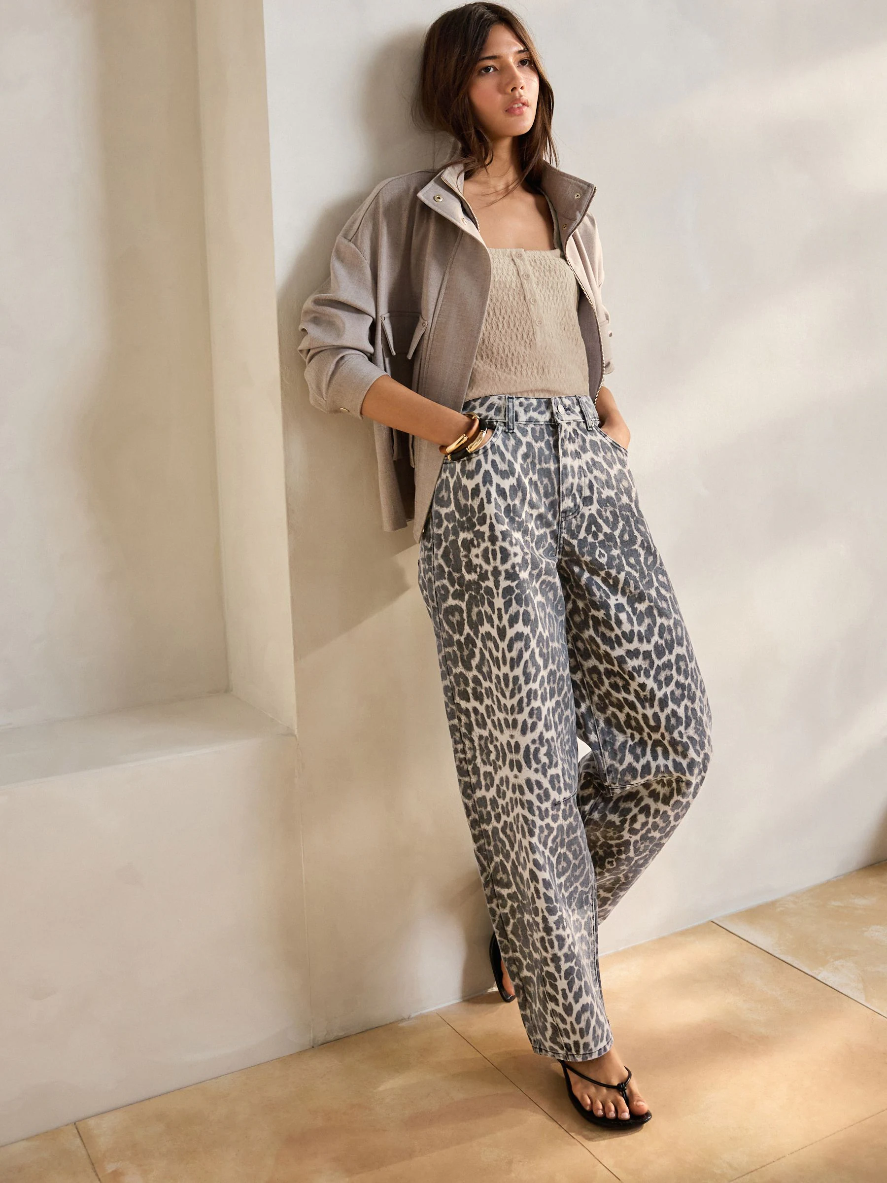 Luipaardprint - 100% katoenen Barrel jeans