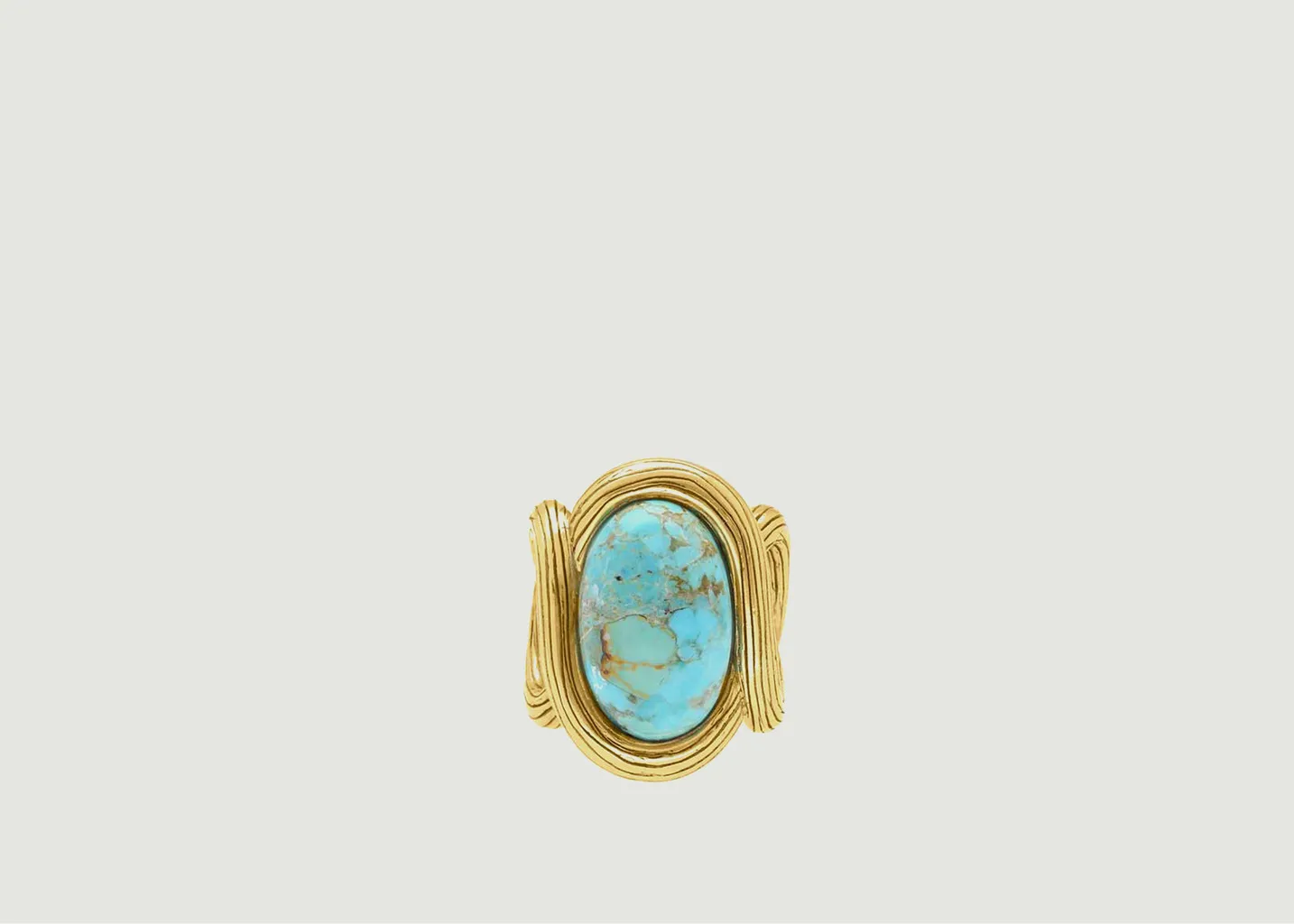 Bague large avec turquoise verte Aldabra Aurélie Bidermann