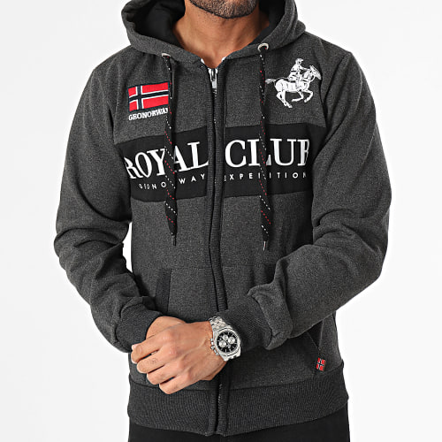 Sweat Zippé Capuche Gris Anthracite