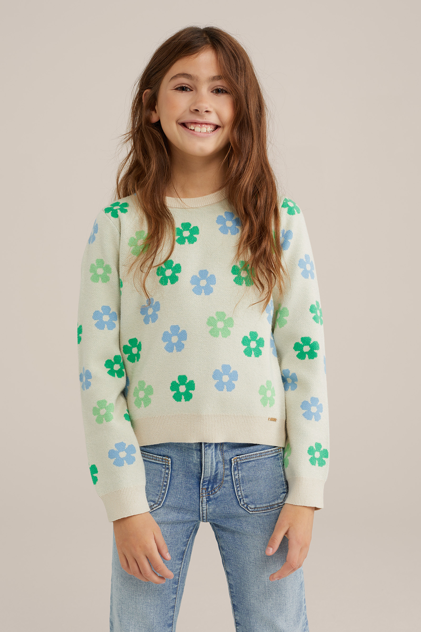 Meisjes trui met dessin WE Fashion Mintgroen
