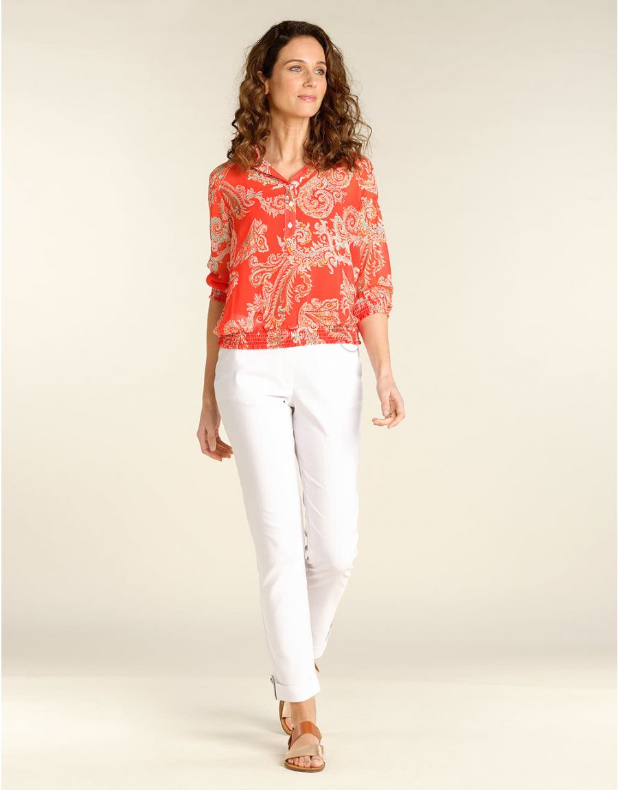 Blouse corail imprimée