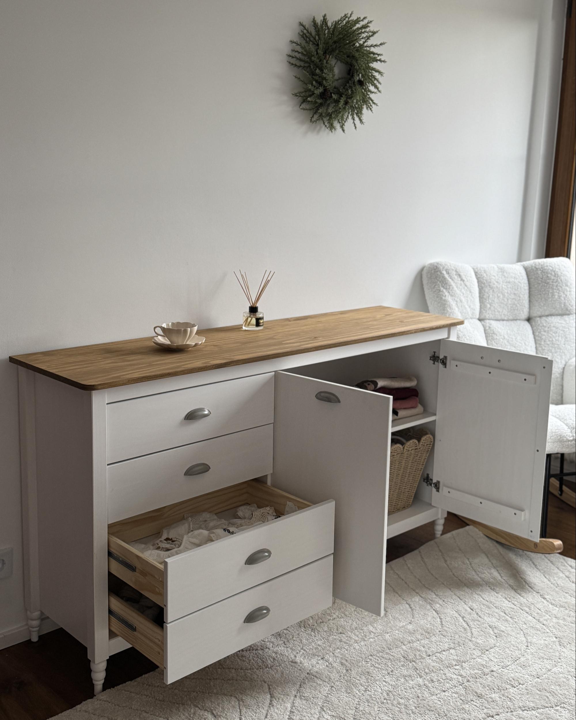 Dressoir met 2 deuren SHILLINGTON Dennenhout Wit