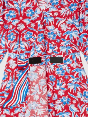 Vestido envelope com estampa de lenço tropical adaptável