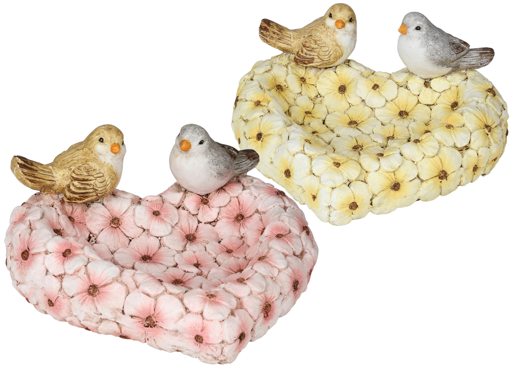 Vogeltränke Blumen mit Vögelchen 30x28x15cm Herz