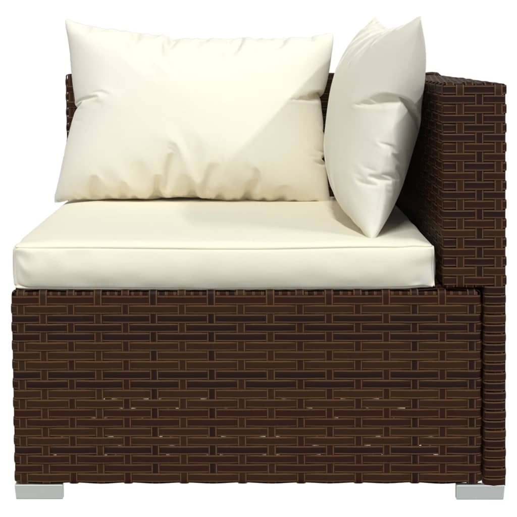 Salon de jardin meuble d'extérieur ensemble de mobilier 7 pièces avec coussins résine tressée marron