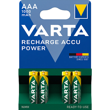 Varta Recharge Accu Power 4-pak AAA 1000mAh genopladelige batterier