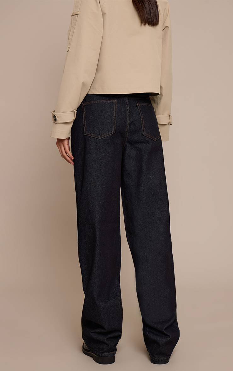 Bleu Indigo Foncé Jean Boyfriend Taille Haute Tall