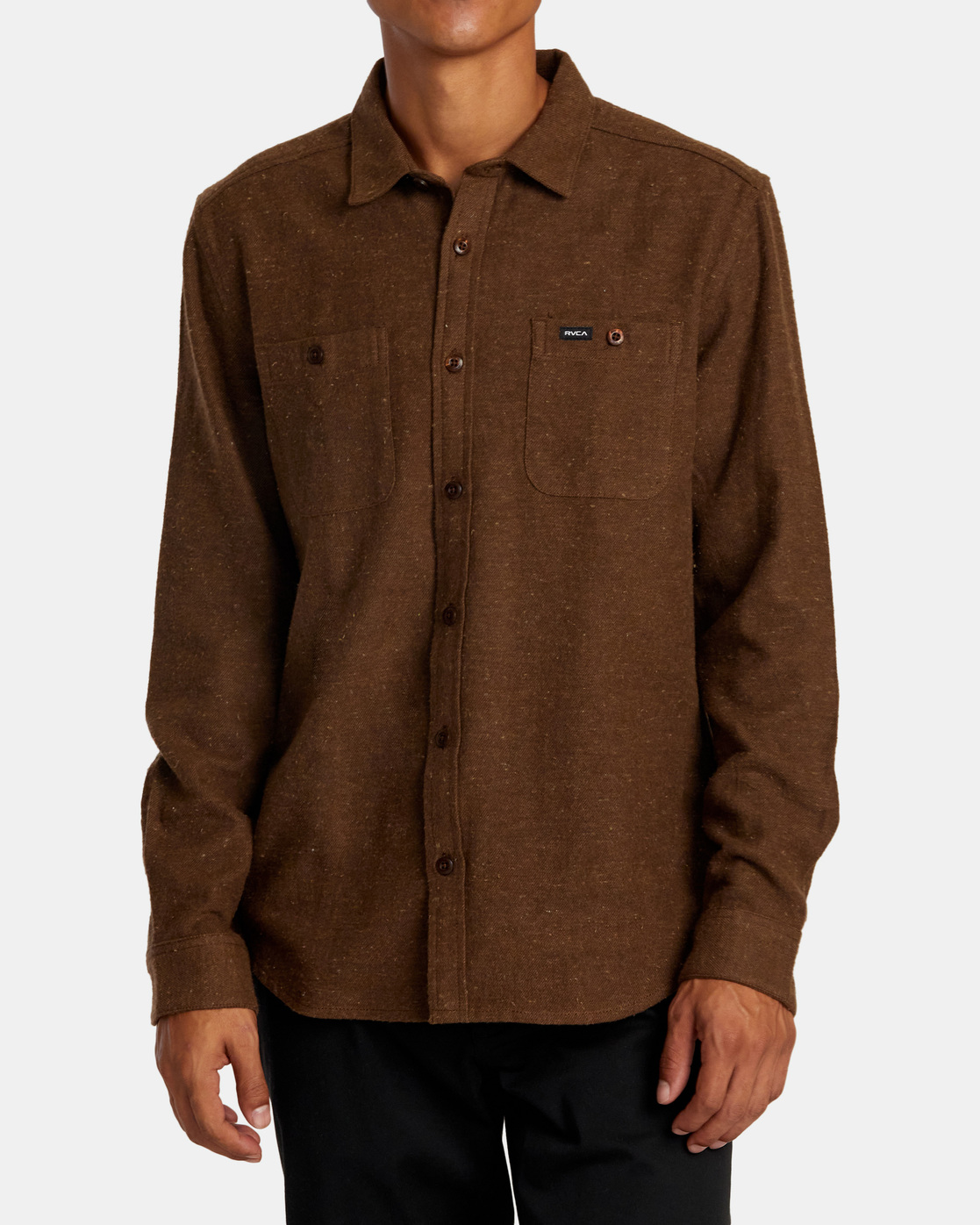 Rvca Harvest Neps LS Shirt Bombay Brown