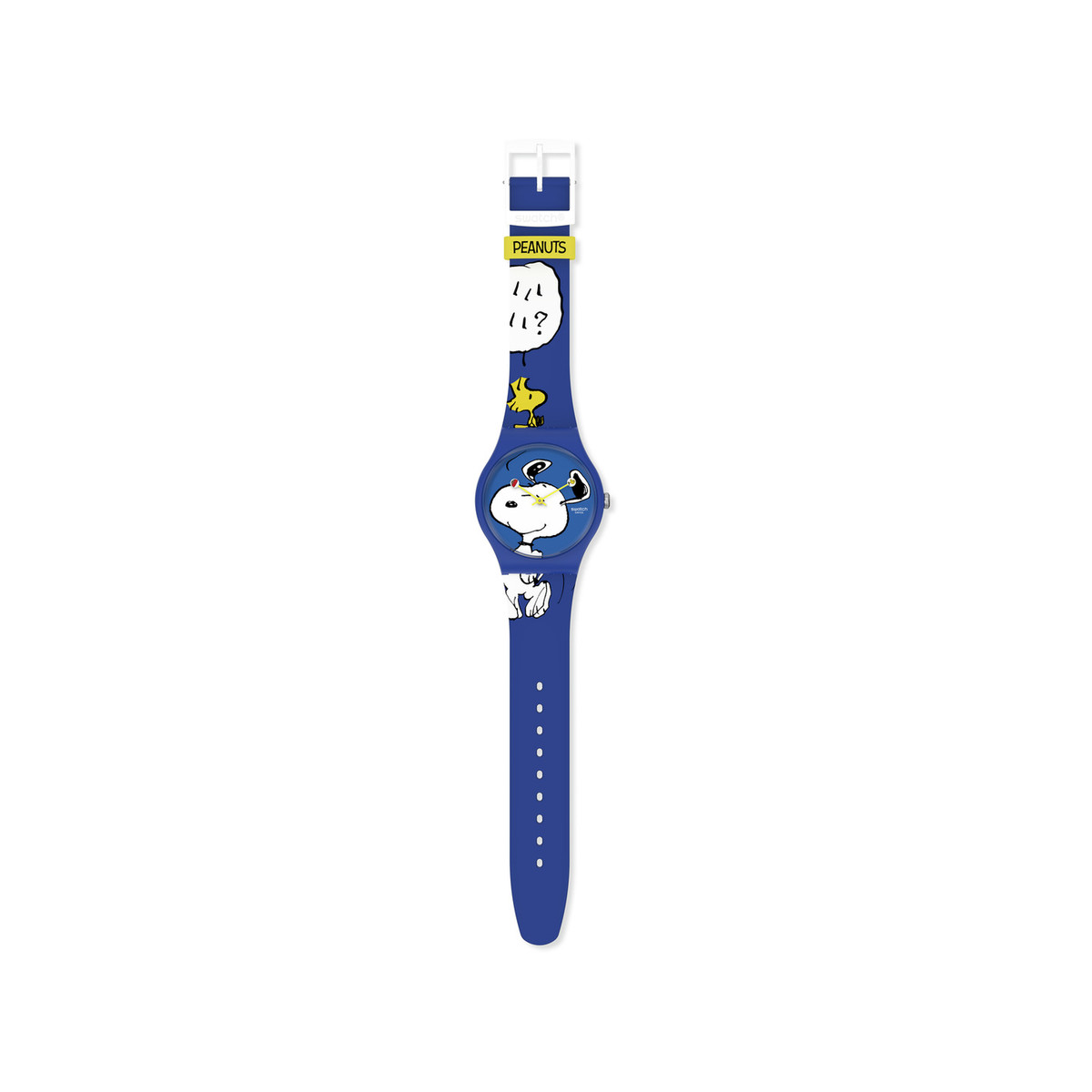 Montre Swatch mixte matériaux biosourcés bleus motif personnages Peanuts