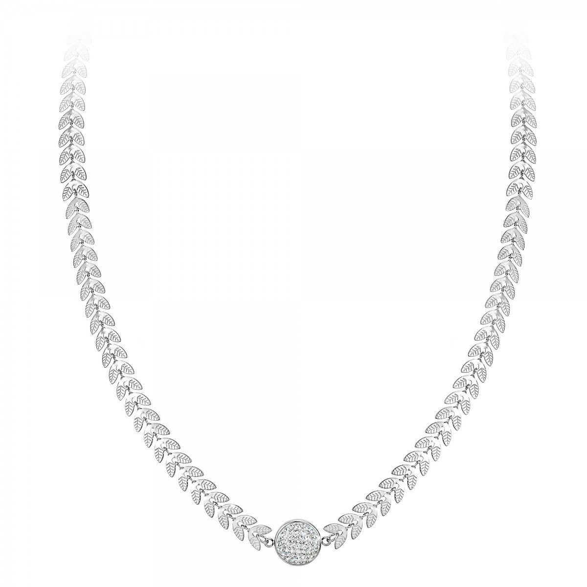 Collier en acier orné de Cristaux scintillants SC Crystal en Acier Rhodié argenté