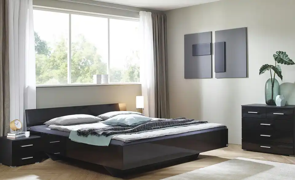 Futonbett Phoenix Grau, Hochglanz 160 cm