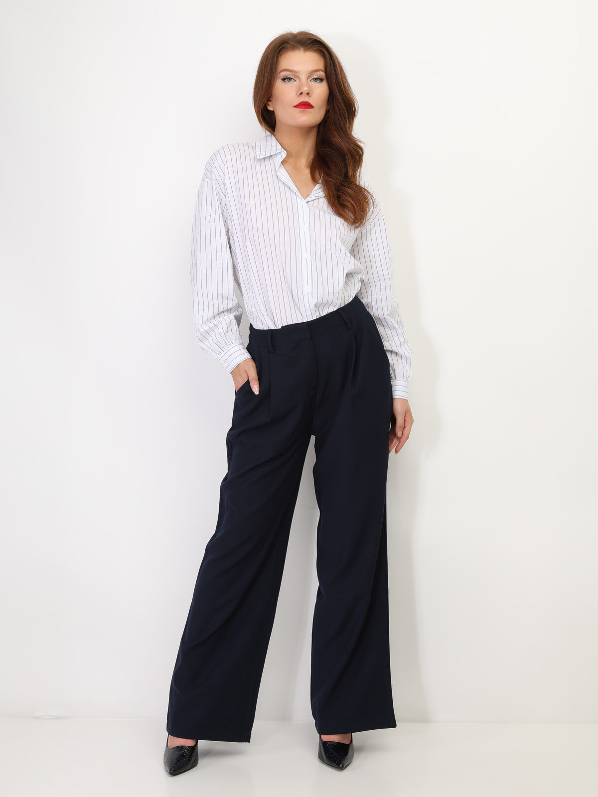Pantalon de costume large- Bleu marine