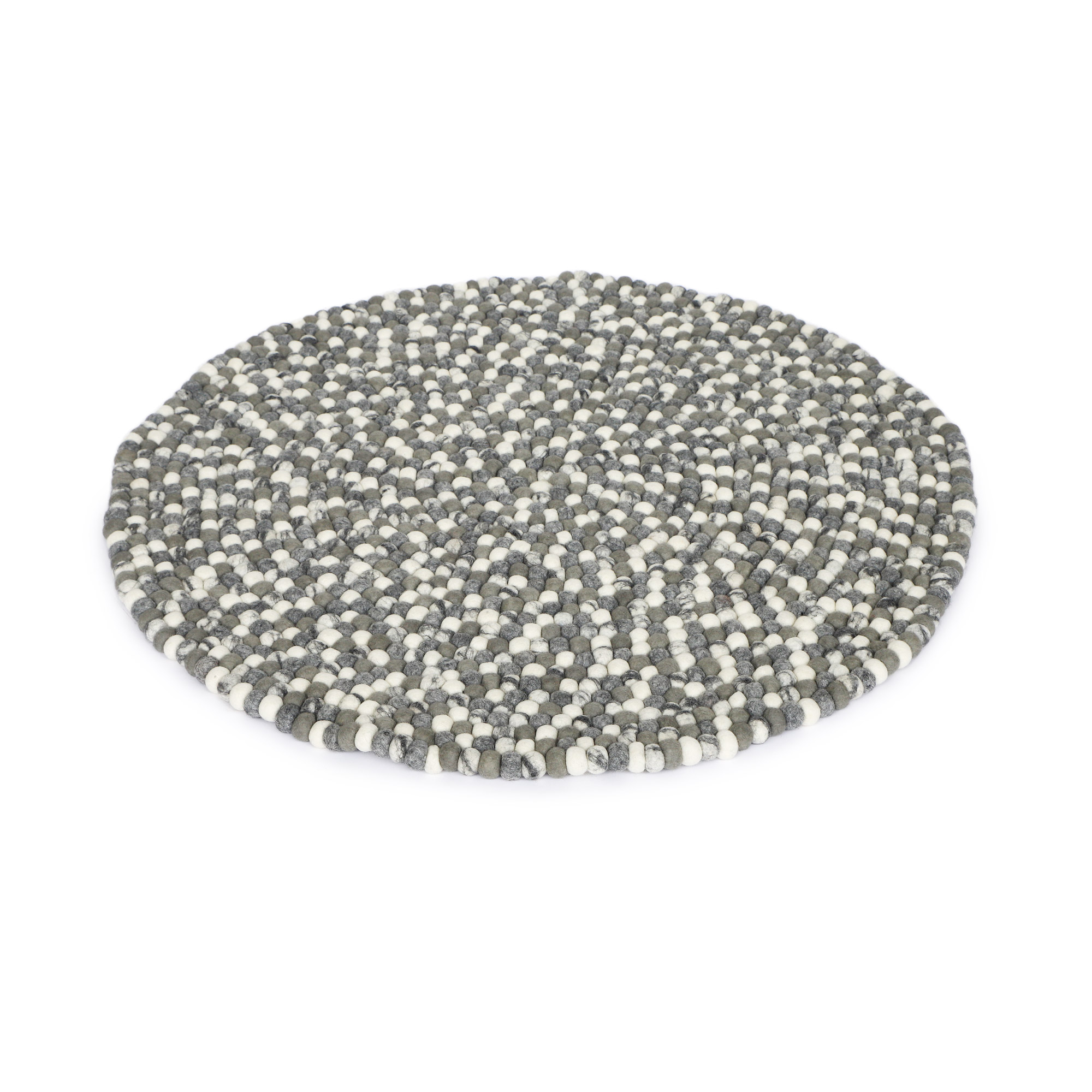 Filz-Teppich grau-weiß, Ø 90 cm, 120 cm, 160 cm von fischer's lagerhaus