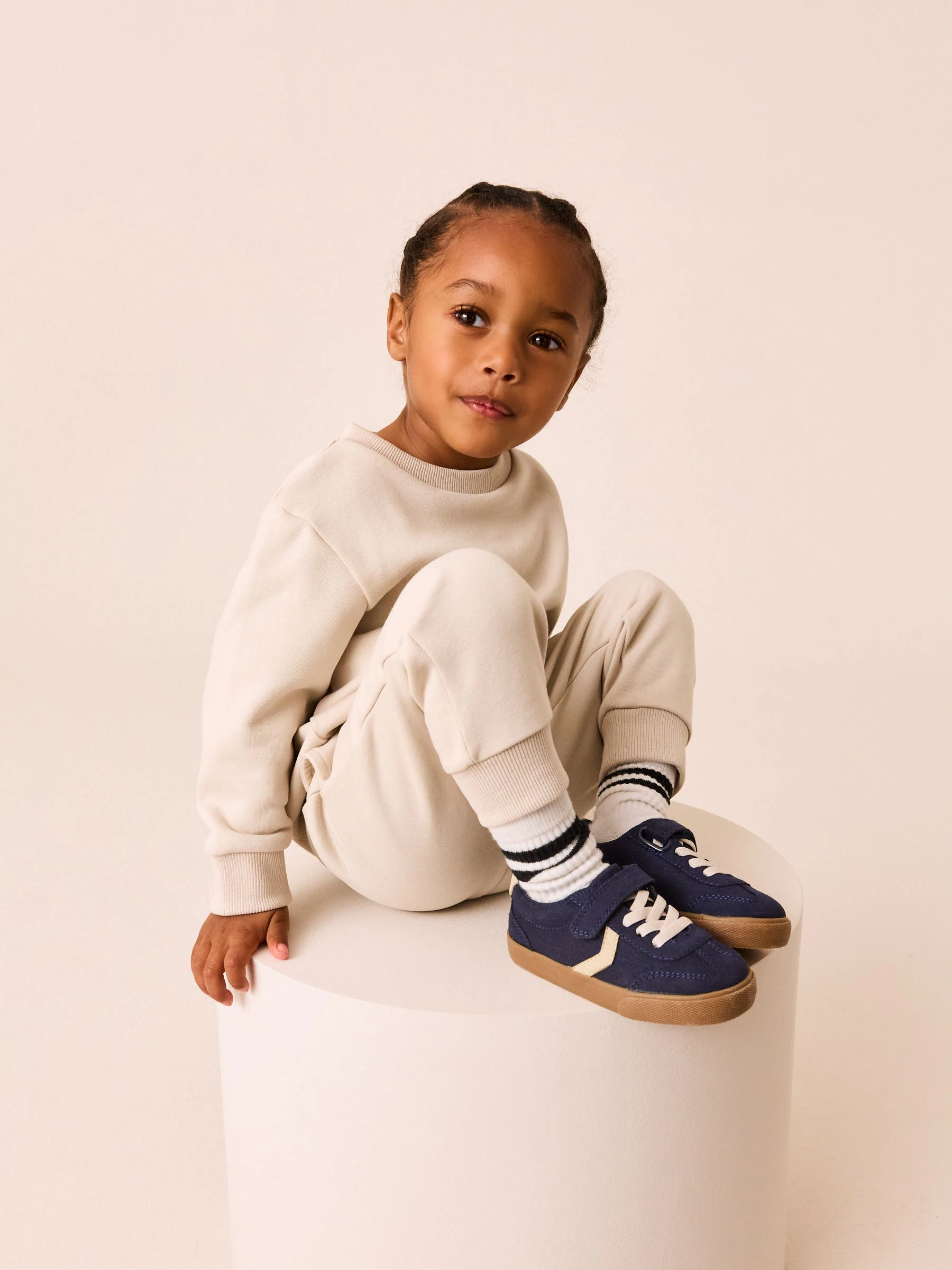 Donkerblauw - Sneakers met klittenbandsluiting en elastische veters