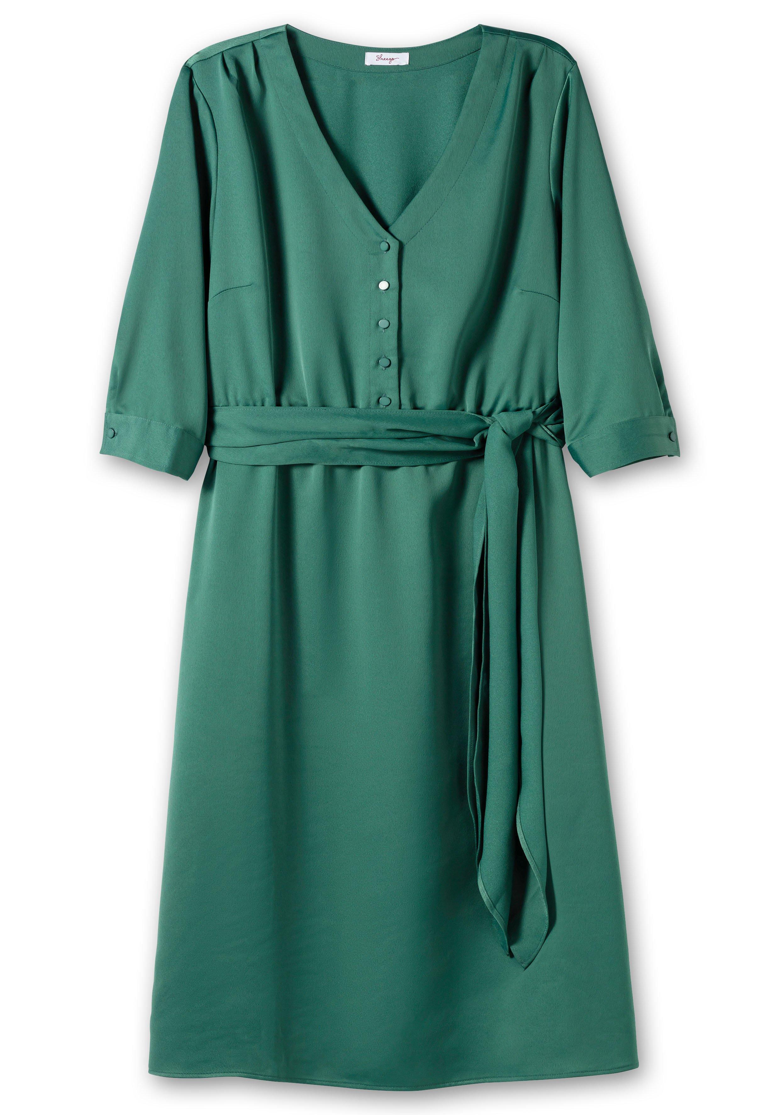 Kleid aus Crêpe-Satin, mit 3/4-Arm und Bindeband