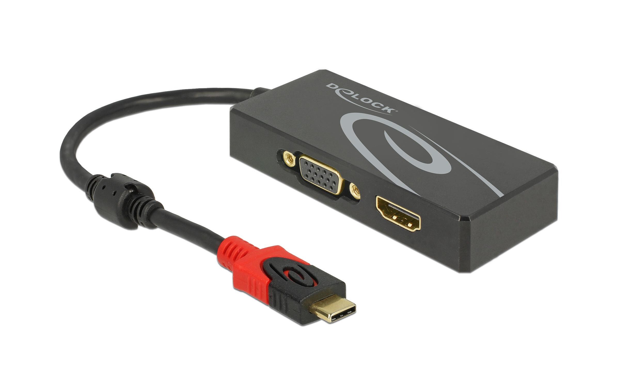 2-Port Signalsplitter USB-C - 1xHDMI & 1xVGADelock USB Type-C Splitter (DP Alt Mode) zu 1 x HDMI + 1 x VGA out