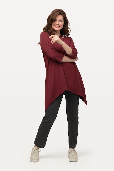 Shirt, Zierbänder, Rundhals, 3/4-Arm, Biobaumwolle
