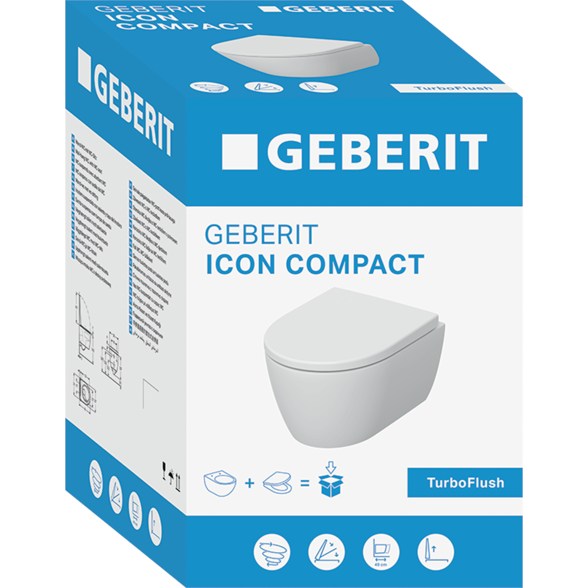 Geberit iCon Compact toilet met Turboflush, Keratect en softclose zitting wit glans