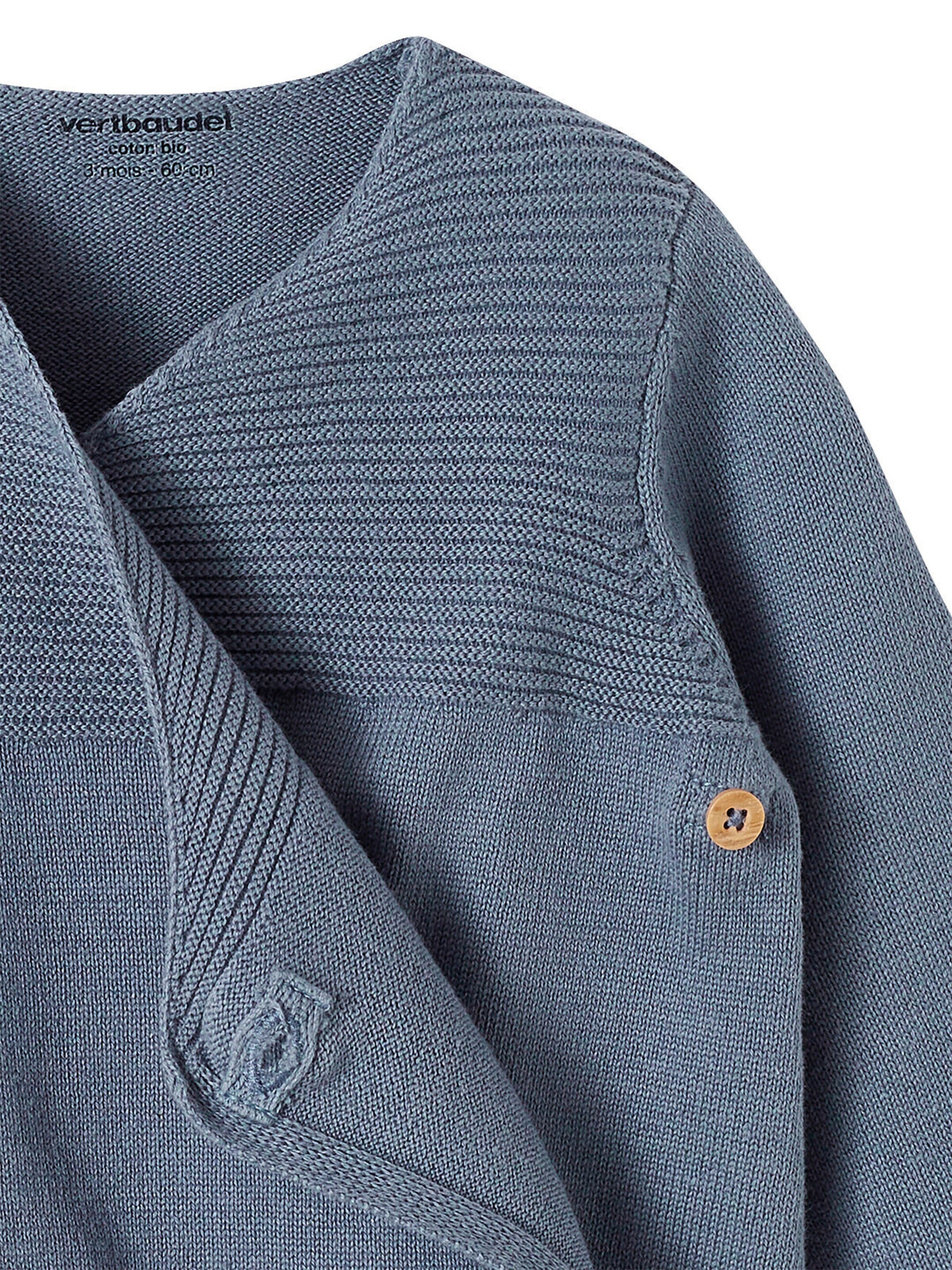 Vertbaudet Bio-Kollektion: Strickjacke für Neugeborene jeansblau