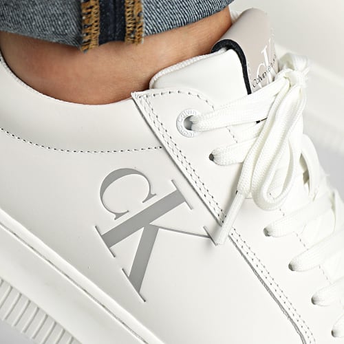 Baskets Chunky Cupsole Lace Up Leather 0775 Bright White Formal Grey