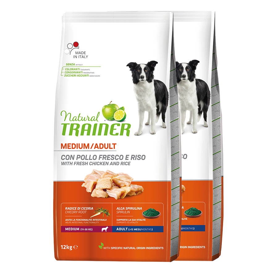 3 kg de Ração Natural Trainer para Cães Adultos de Porte Médio com Sabor de Frango