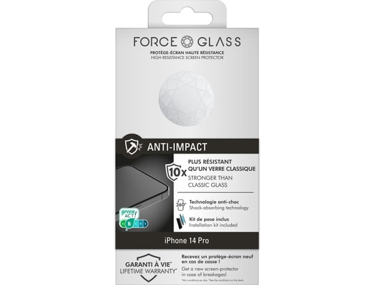 FORCEGLASS - Film protection Verre trempé anti choc pour iPhone 14 Pro