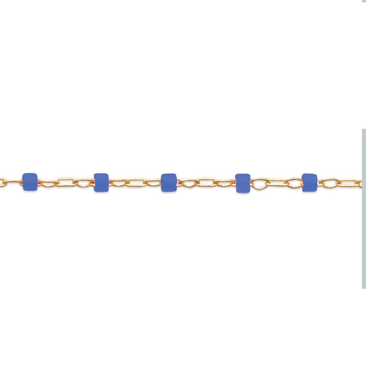 Collier Brillaxis perles de Miyuki bleu roiplaqué or 750/1000