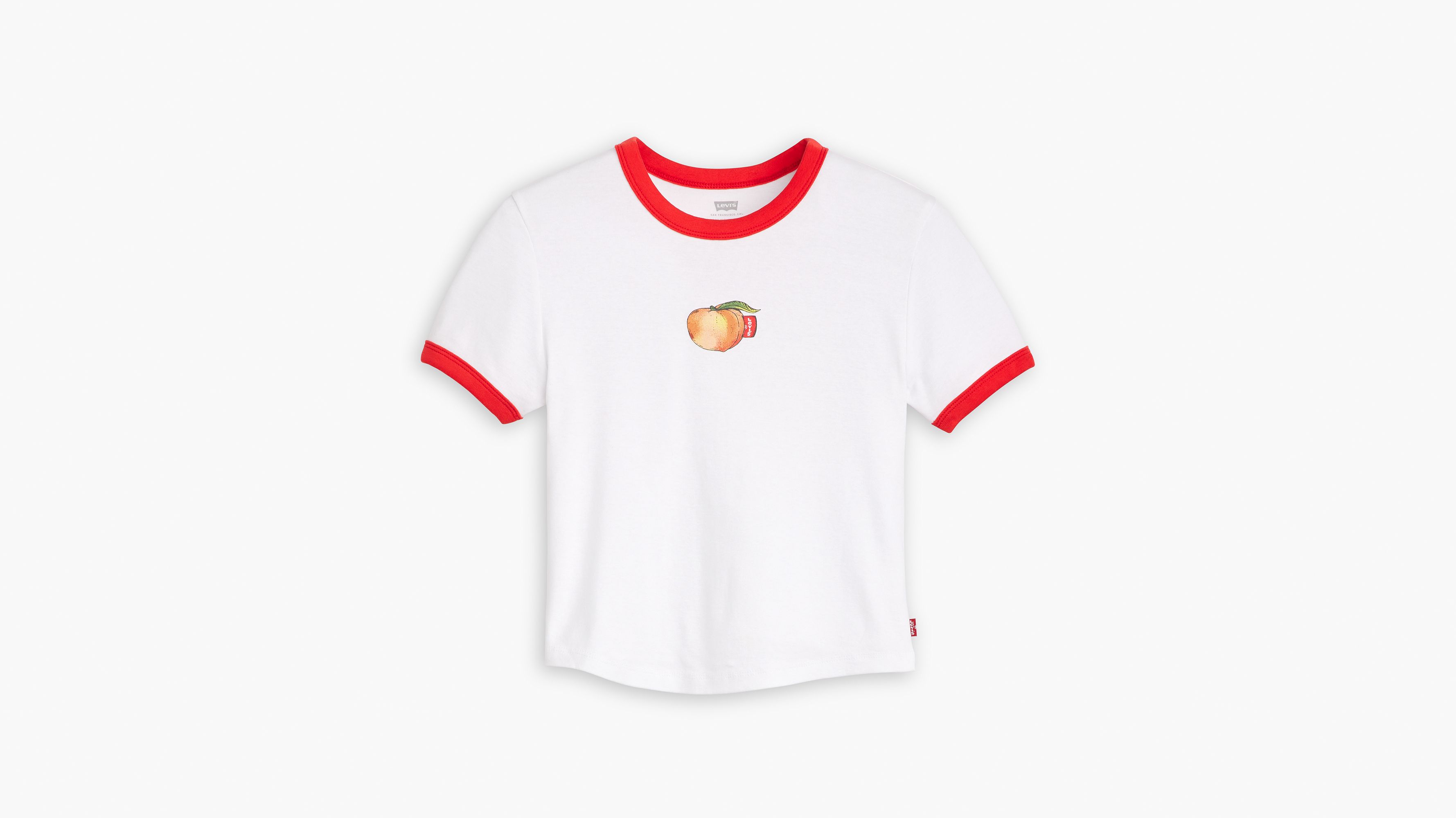 T-shirt graphique Mini Ringer - Ppeach Tab Bright White / Poppy Red - Blanc