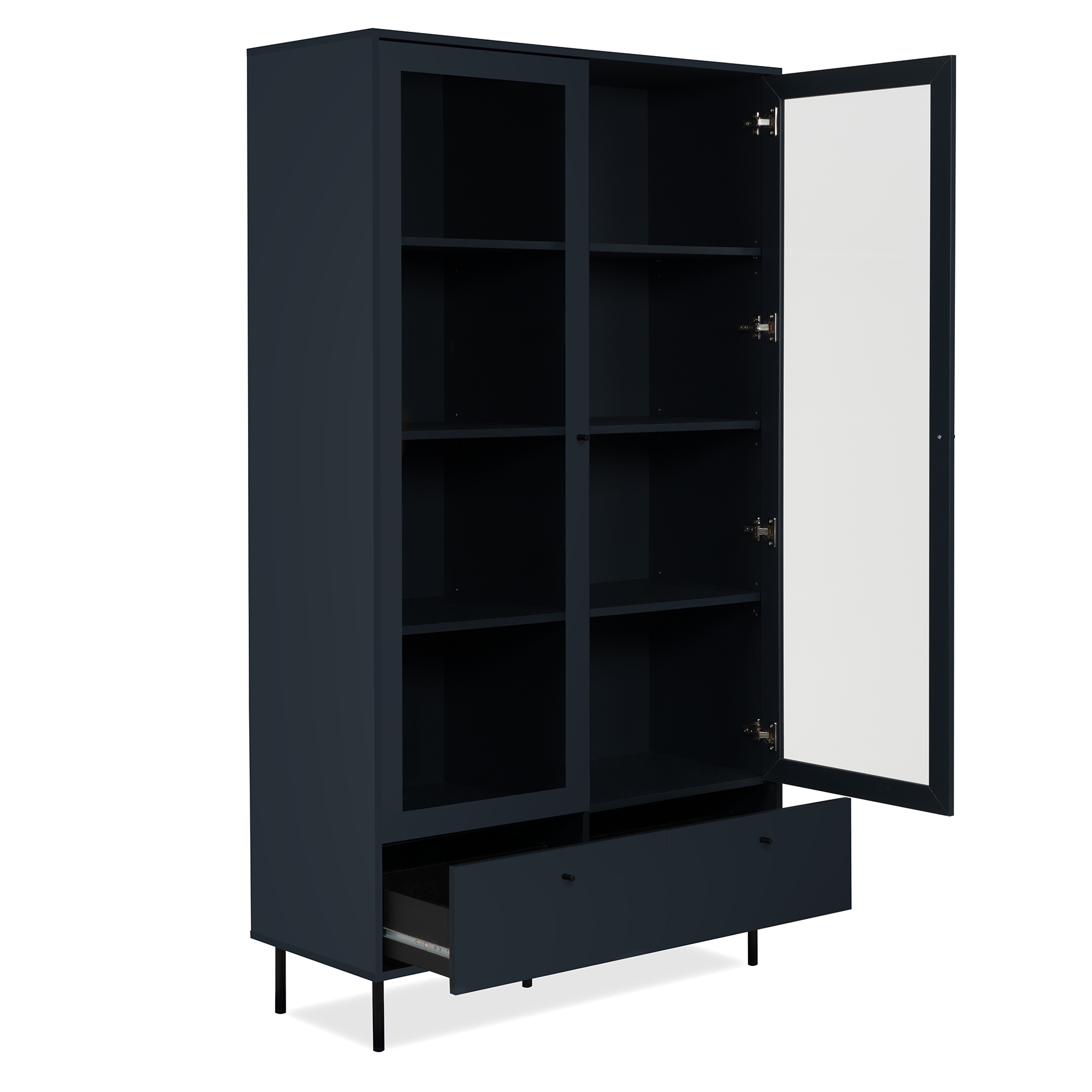 Standvitrine - navyblau - 100 cm breit