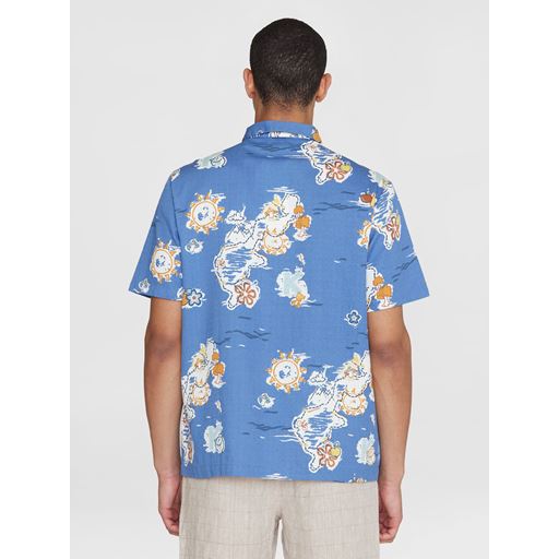 Knowledge Cotton Apparel Kortærmet Skjorte, Blue, XXL