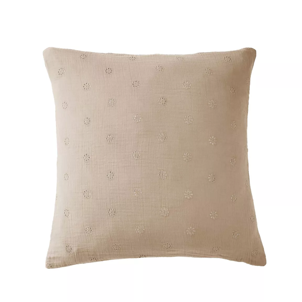 Taie d'oreiller carrée gaze de coton (60 x 60 cm) Gaïa Boho Ficelle
