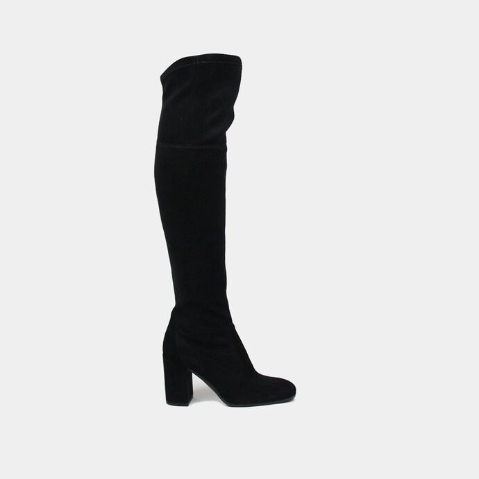 Cuissardes à talons  en velours stretch noir